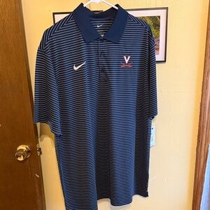 Nike Men's Blue Striped Polo Shirt University of Virginia Cavaliers Golf Shirt